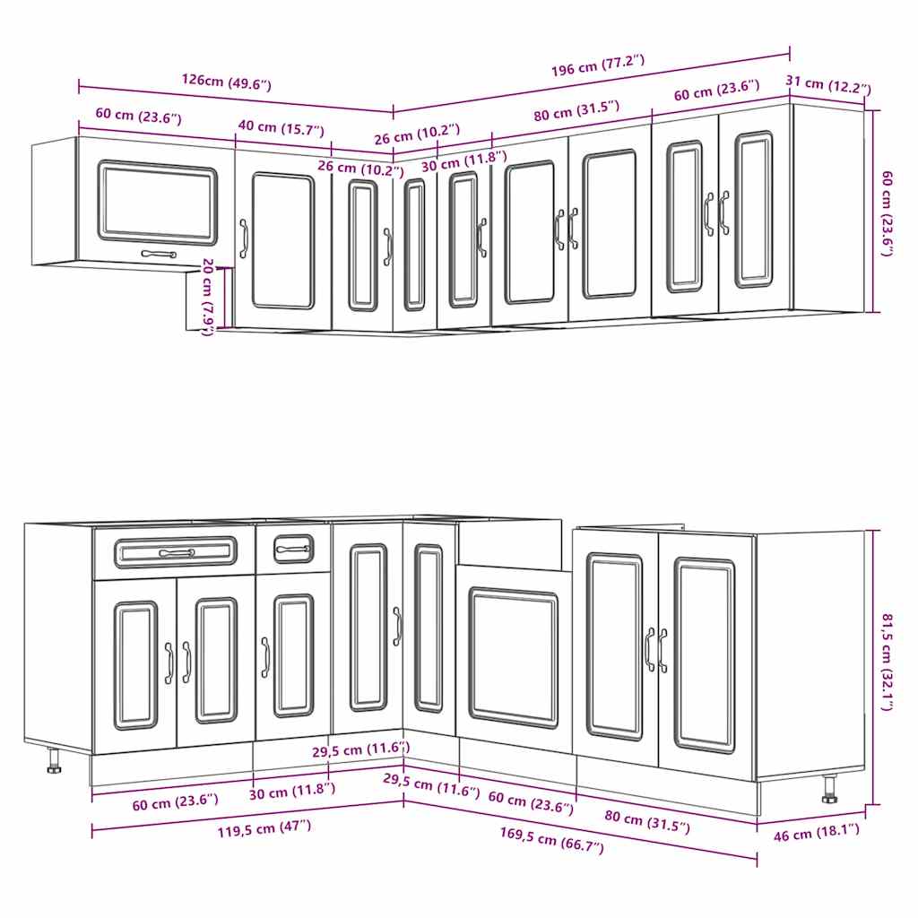 Set Mobili da Cucina 11 pz Lucca Rovere Sonoma in Truciolato - homemem39