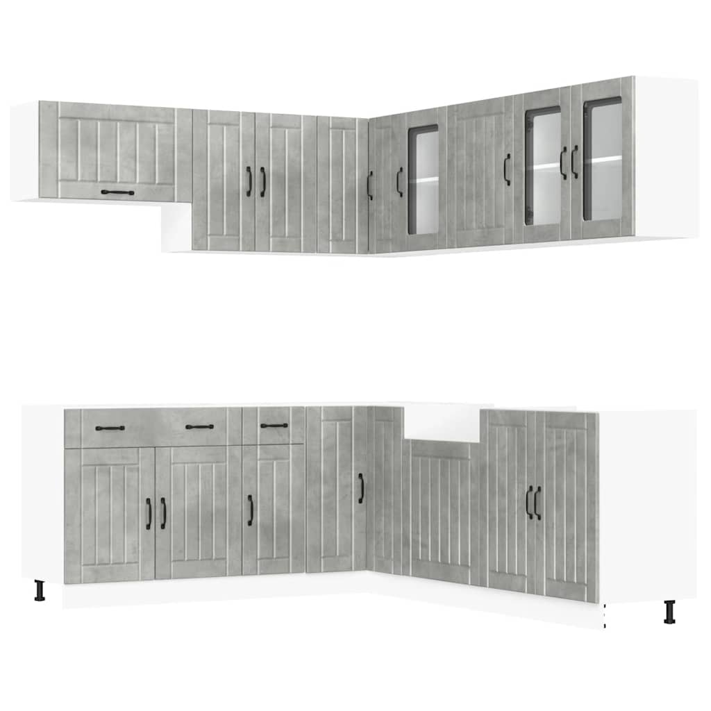 Set Mobili da Cucina 11 pz Lucca Grigio Cemento in Truciolato - homemem39