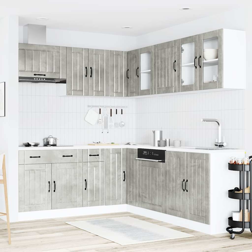 Set Mobili da Cucina 11 pz Lucca Grigio Cemento in Truciolato - homemem39