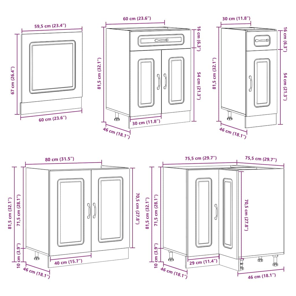 Set Mobili da Cucina 11 pz Lucca Grigio Cemento in Truciolato - homemem39