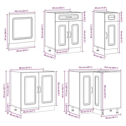Set Mobili da Cucina 11 pz Lucca Grigio Cemento in Truciolato - homemem39