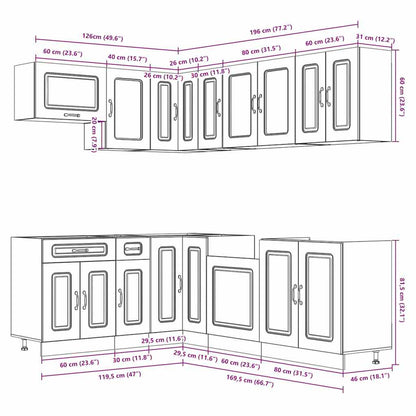 Set Mobili da Cucina 11 pz Lucca Grigio Cemento in Truciolato - homemem39