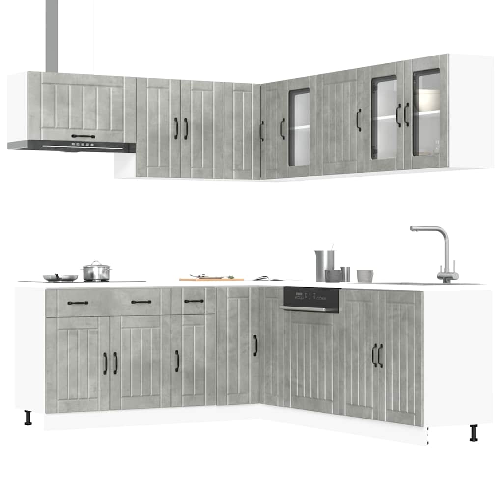 Set Mobili da Cucina 11 pz Lucca Grigio Cemento in Truciolato - homemem39