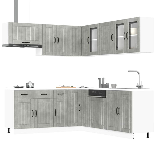 Set Mobili da Cucina 11 pz Lucca Grigio Cemento in Truciolato - homemem39