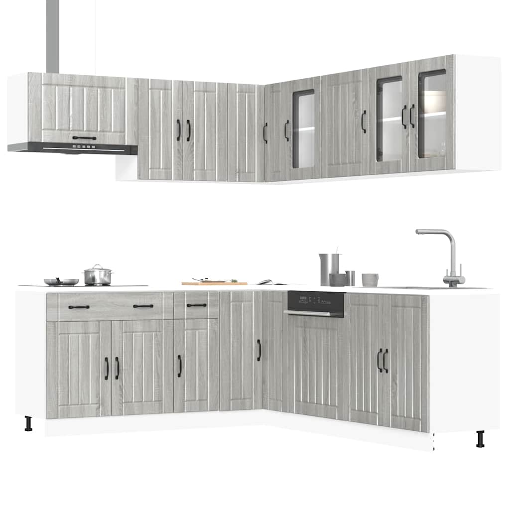 Set Mobili da Cucina 11 pz Lucca Grigio Sonoma in Truciolato - homemem39