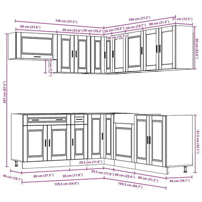 Set Mobili da Cucina 11 pz Porto Neri Legno Multistrato | homemem39