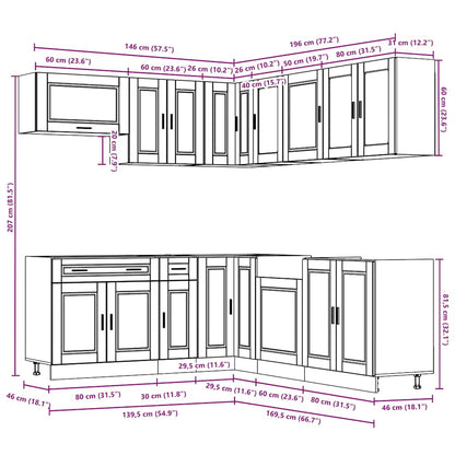 Set Mobili da Cucina 11 pz Porto Neri Legno Multistrato - homemem39