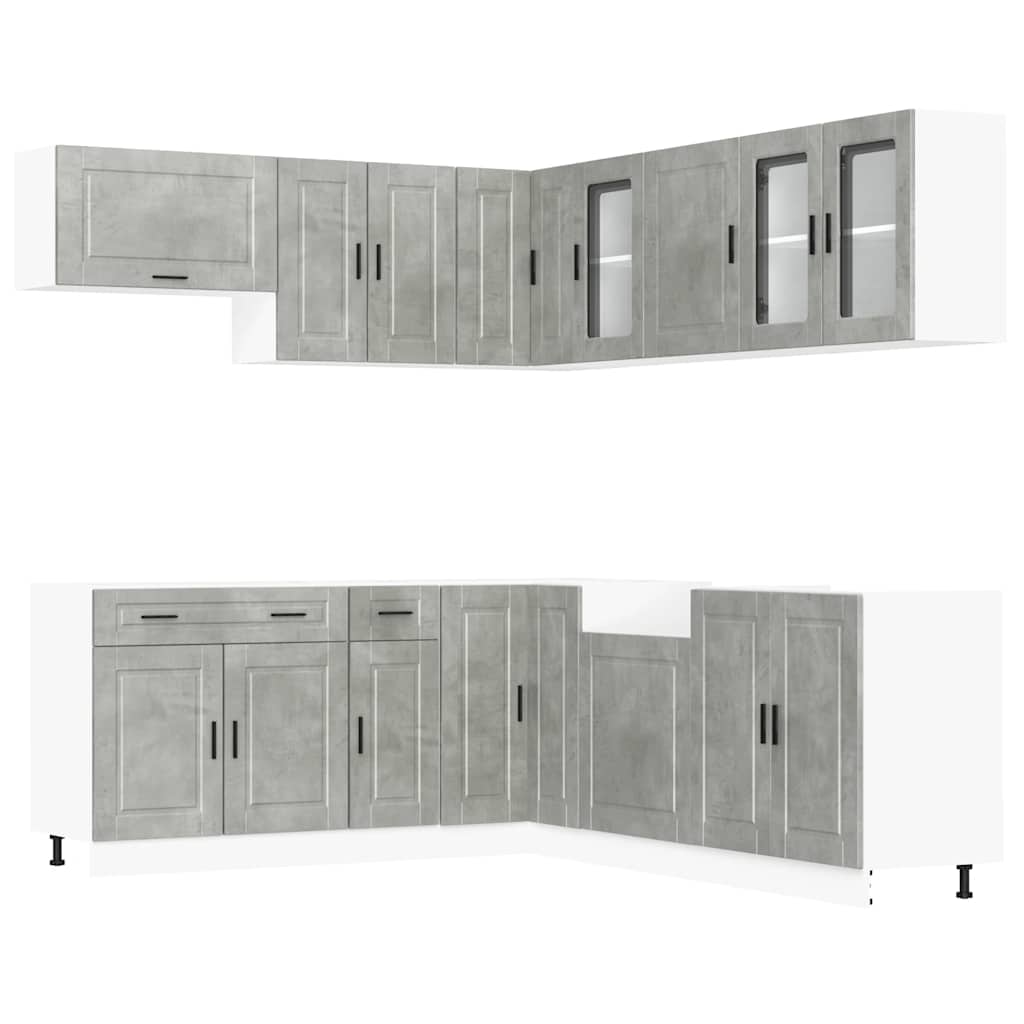 Set Mobili da Cucina 11 pz Porto Grigio Cemento in Truciolato - homemem39