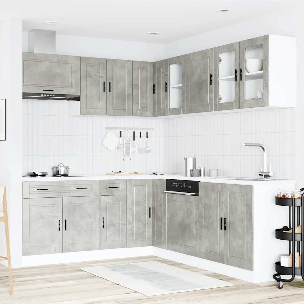 Set Mobili da Cucina 11 pz Porto Grigio Cemento in Truciolato - homemem39