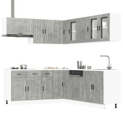 Set Mobili da Cucina 11 pz Porto Grigio Cemento in Truciolato - homemem39