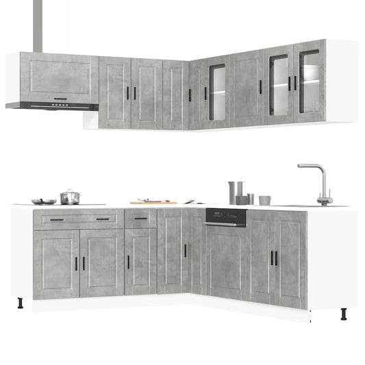 Set Mobili da Cucina 11 pz Porto Grigio Cemento in Truciolato - homemem39