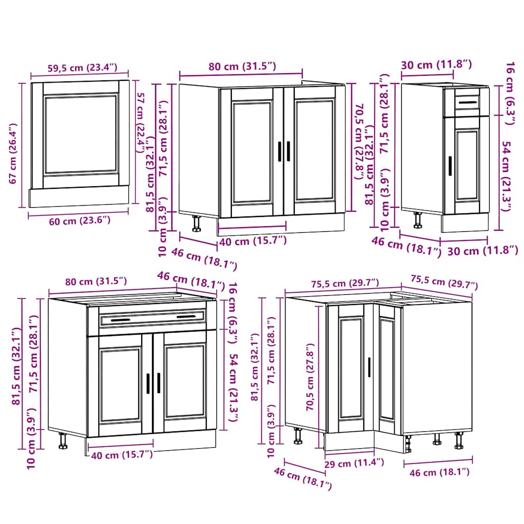 Set Mobili da Cucina 11 pz Porto Legno Antico in Truciolato - homemem39