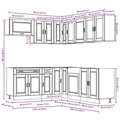 Set Mobili da Cucina 11 pz Porto Legno Antico in Truciolato | homemem39