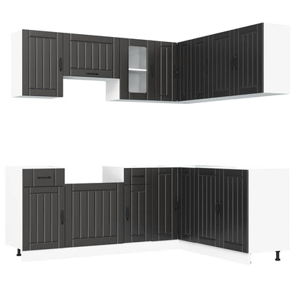 Set Mobili da Cucina 11 pz Kalmar Neri Legno Multistrato - homemem39