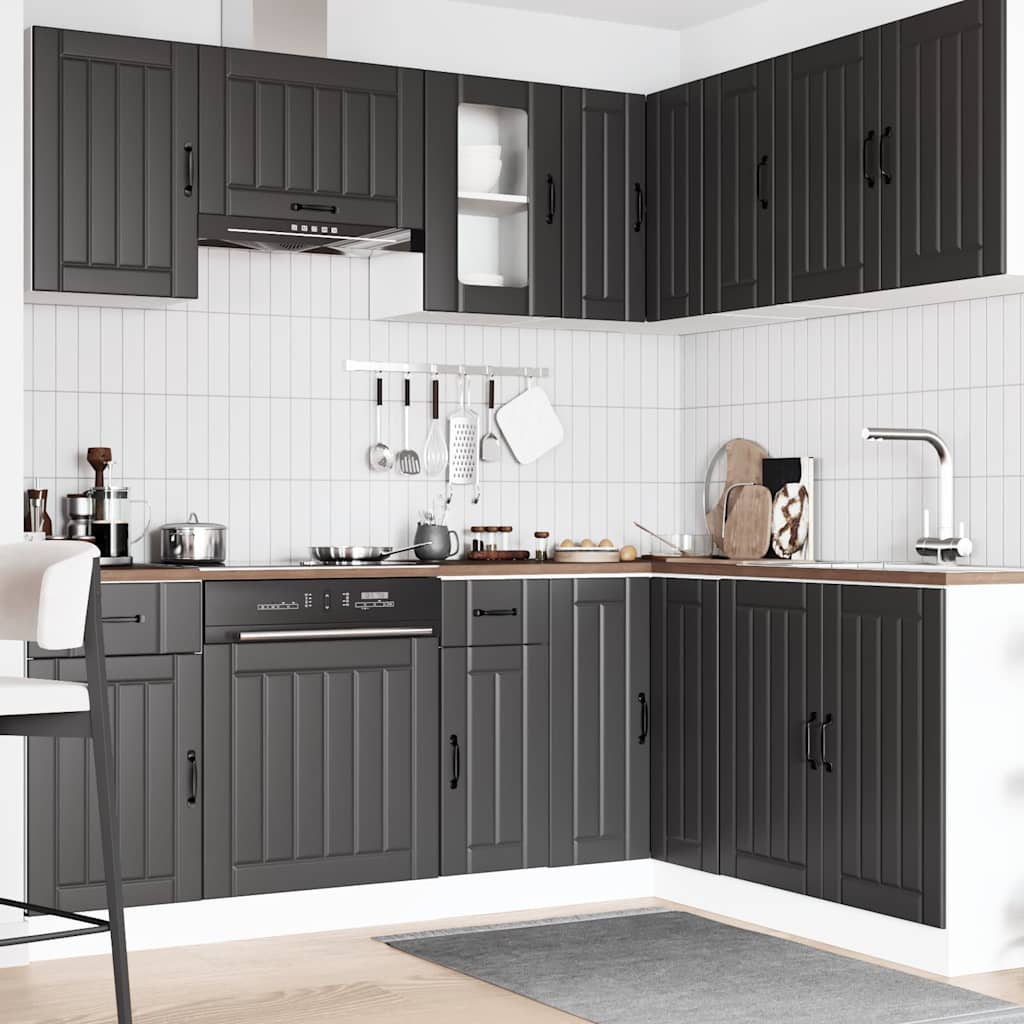 Set Mobili da Cucina 11 pz Kalmar Neri Legno Multistrato | homemem39