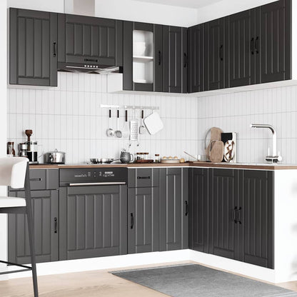 Set Mobili da Cucina 11 pz Kalmar Neri Legno Multistrato | homemem39