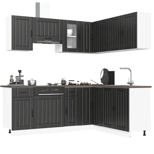 Set Mobili da Cucina 11 pz Kalmar Neri Legno Multistrato - homemem39