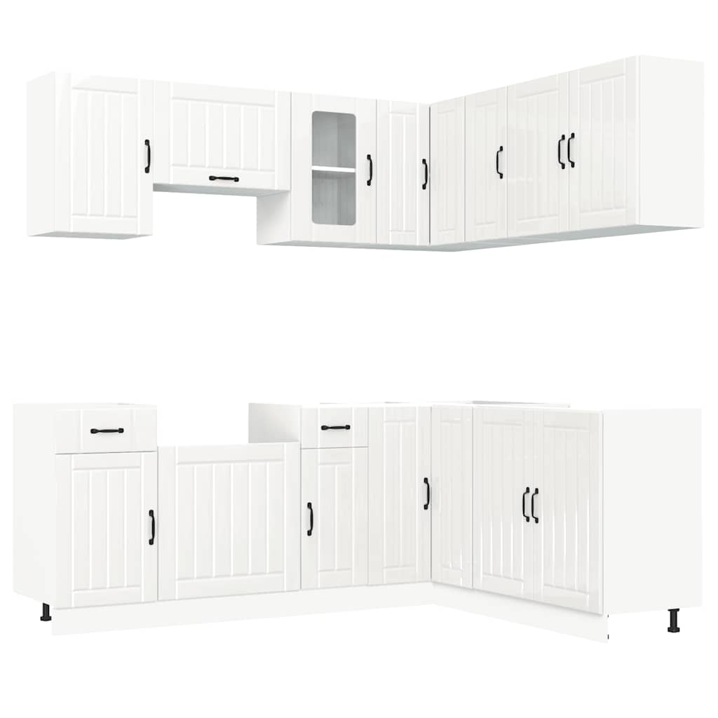 Set Mobili da Cucina 11 pz Kalmar Bianchi Lucido in Truciolato | homemem39