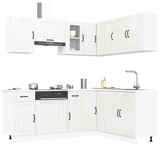 Set Mobili da Cucina 11 pz Kalmar Bianchi Lucido in Truciolato | homemem39