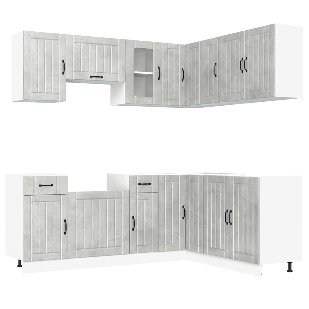 Set Mobili da Cucina 11 pz Kalmar Grigio Cemento in Truciolato - homemem39