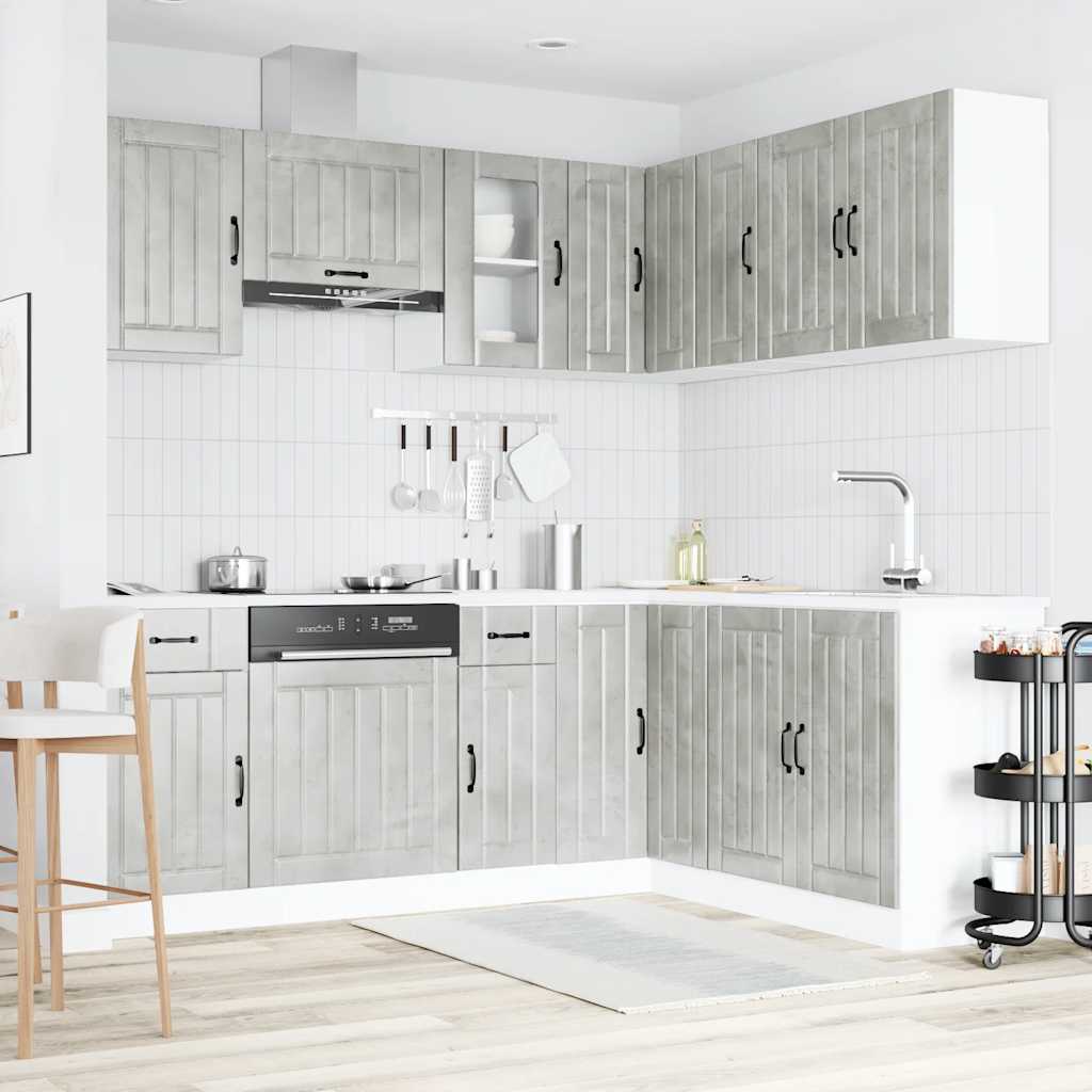 Set Mobili da Cucina 11 pz Kalmar Grigio Cemento in Truciolato - homemem39