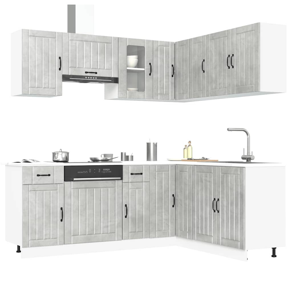 Set Mobili da Cucina 11 pz Kalmar Grigio Cemento in Truciolato - homemem39