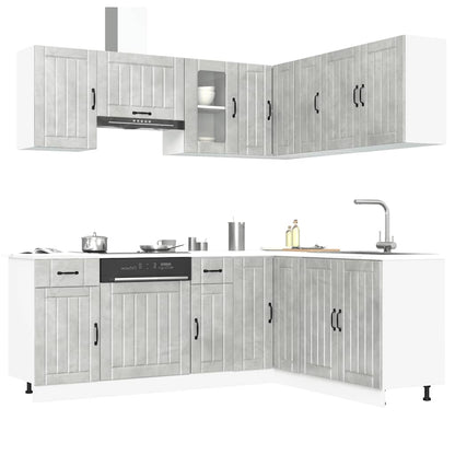 Set Mobili da Cucina 11 pz Kalmar Grigio Cemento in Truciolato - homemem39