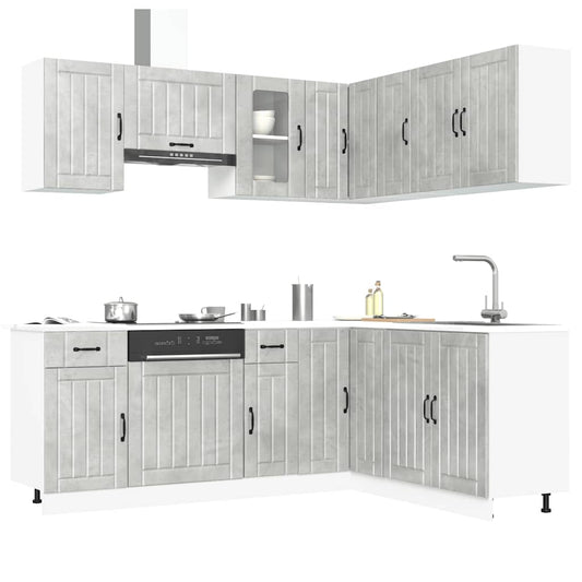 Set Mobili da Cucina 11 pz Kalmar Grigio Cemento in Truciolato - homemem39