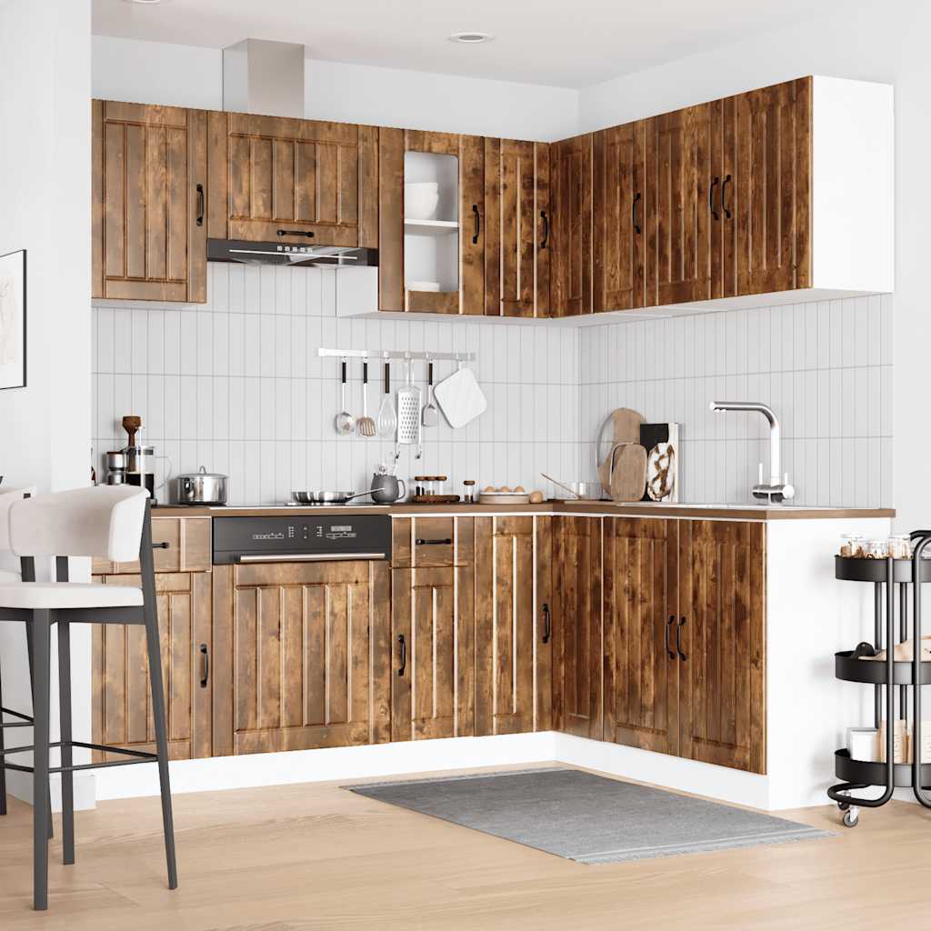 Set Mobili da Cucina 11 pz Kalmar Rovere Fumo Legno Multistrato