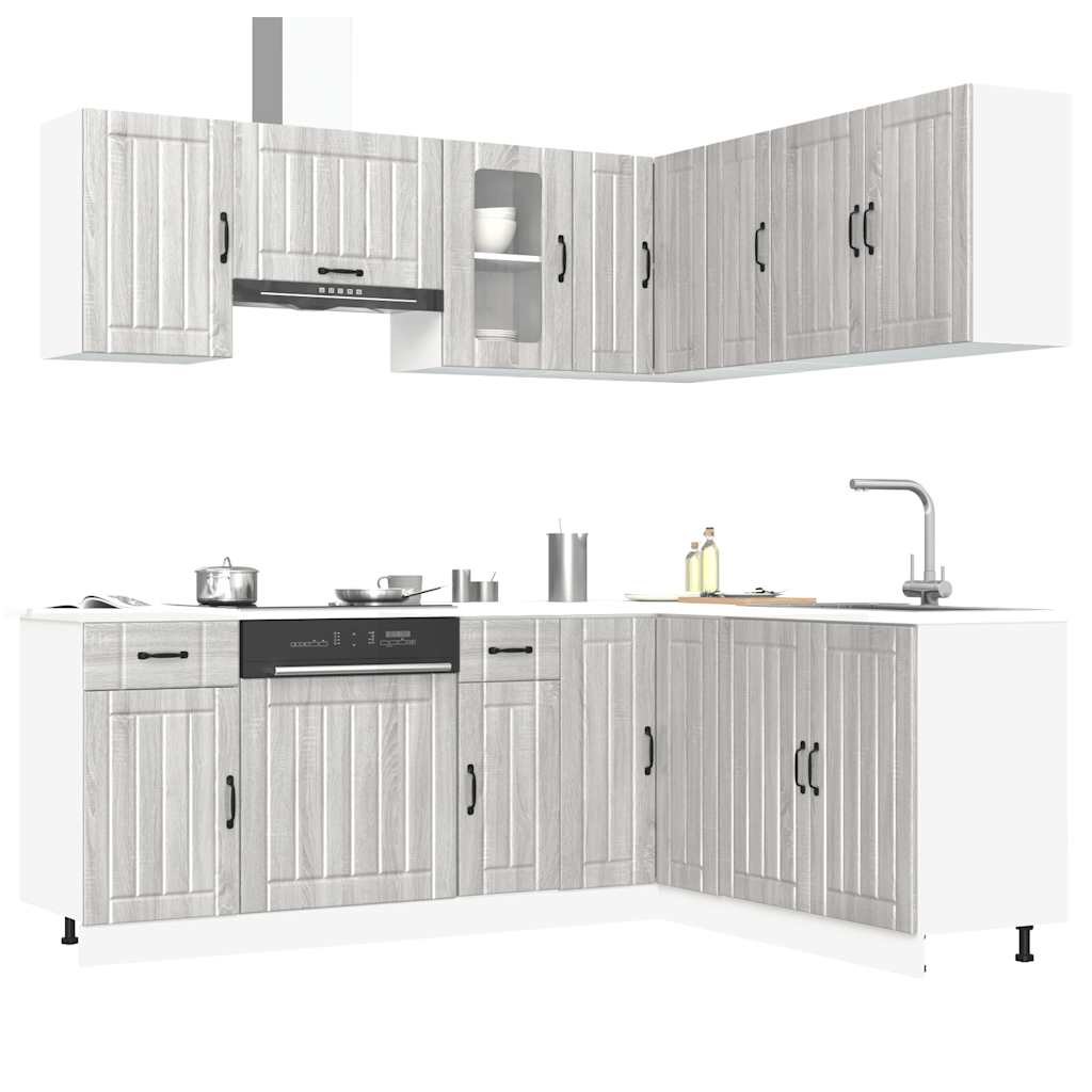 Set Mobili da Cucina 11 pz Kalmar Grigio Sonoma in Truciolato - homemem39