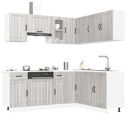 Set Mobili da Cucina 11 pz Kalmar Grigio Sonoma in Truciolato - homemem39