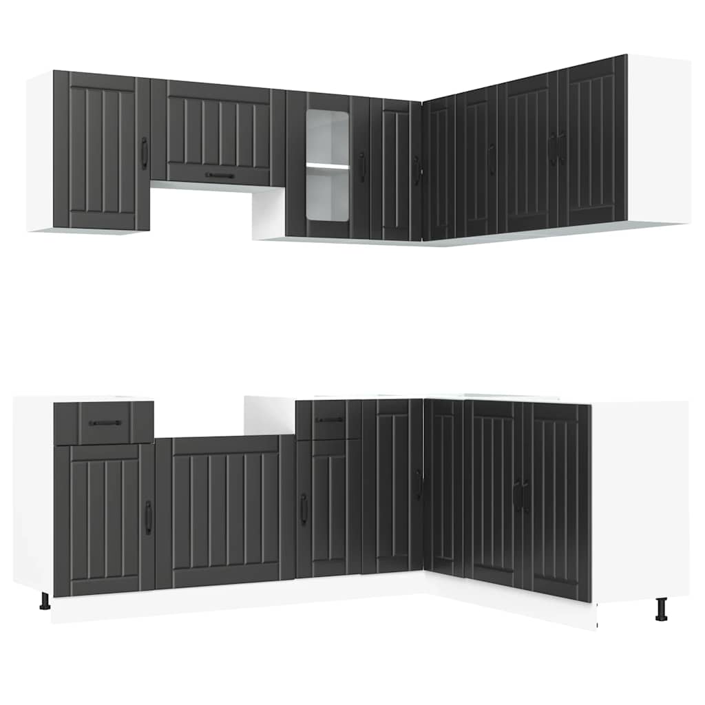 Set Mobili da Cucina 11 pz Lucca Neri Legno Multistrato - homemem39