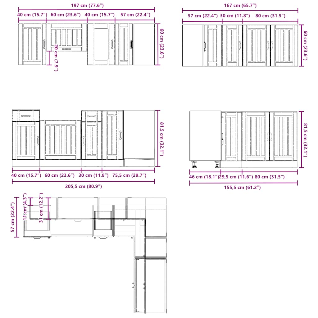 Set Mobili da Cucina 11 pz Lucca Neri Legno Multistrato | homemem39
