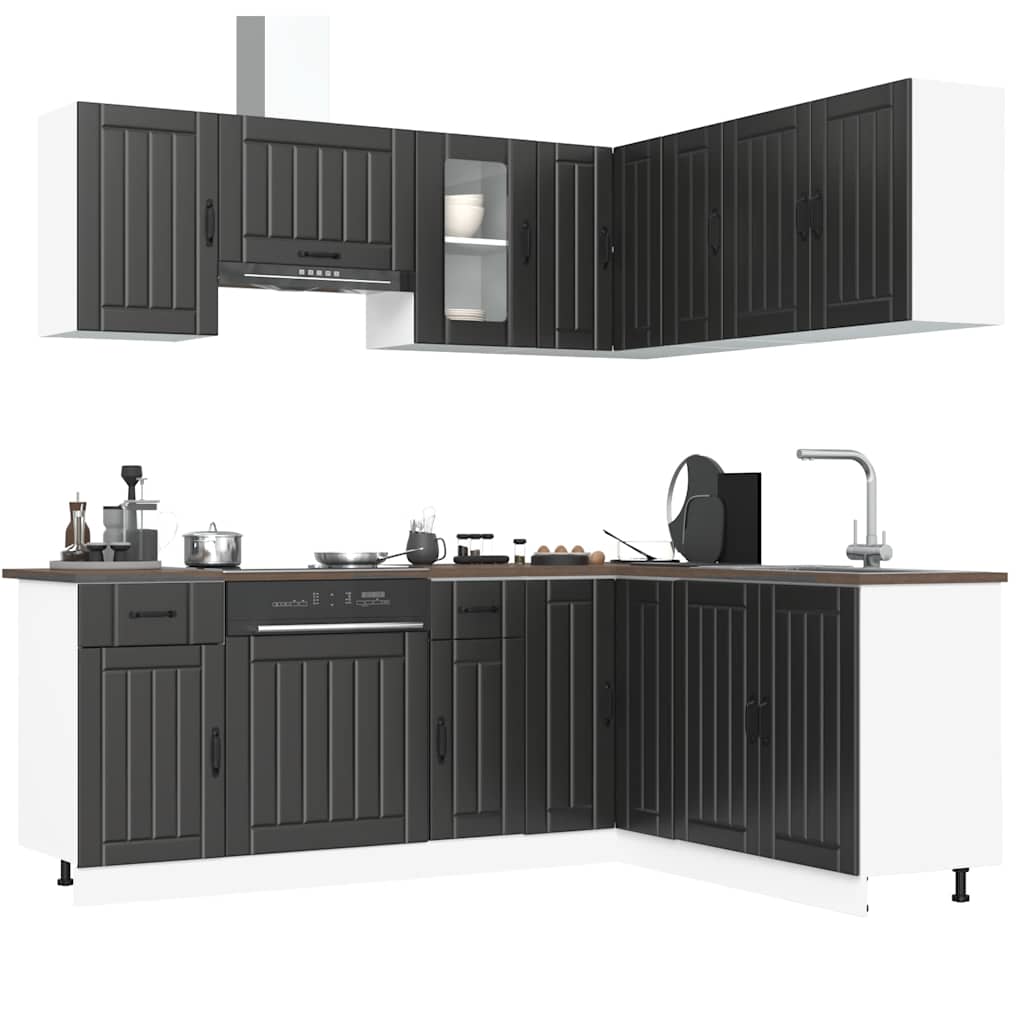 Set Mobili da Cucina 11 pz Lucca Neri Legno Multistrato | homemem39