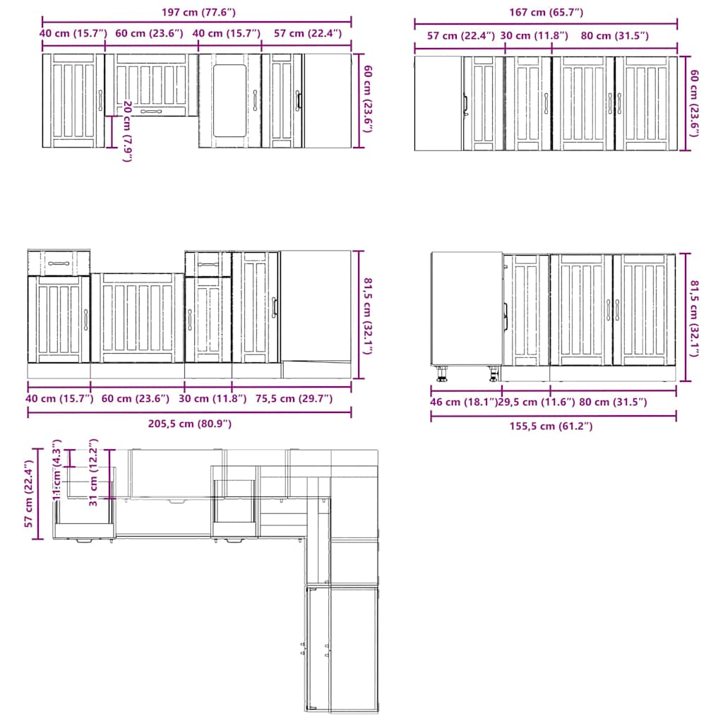 Set Mobili da Cucina 11 pz Lucca Rovere Sonoma in Truciolato - homemem39