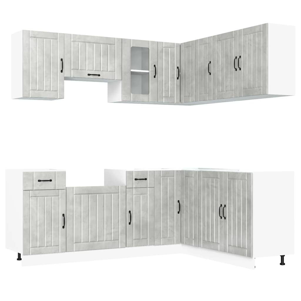 Set Mobili da Cucina 11 pz Lucca Grigio Cemento in Truciolato - homemem39