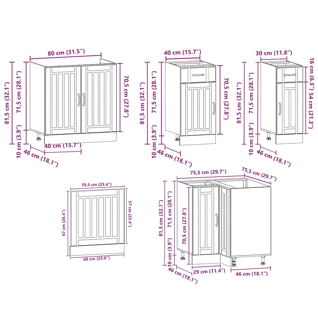 Set Mobili da Cucina 11 pz Lucca Grigio Cemento in Truciolato - homemem39