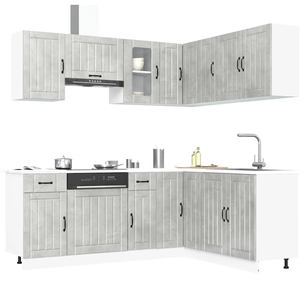 Set Mobili da Cucina 11 pz Lucca Grigio Cemento in Truciolato - homemem39