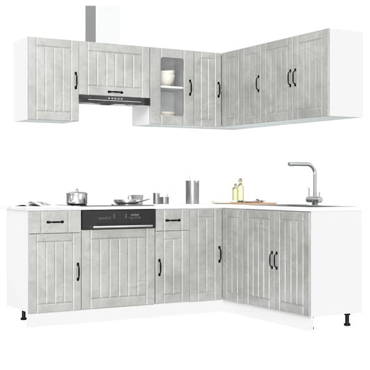 Set Mobili da Cucina 11 pz Lucca Grigio Cemento in Truciolato - homemem39