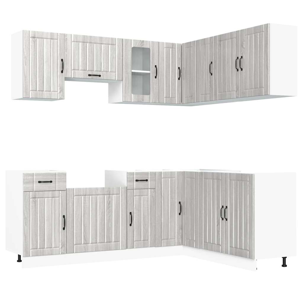Set Mobili da Cucina 11 pz Lucca Grigio Sonoma in Truciolato | homemem39