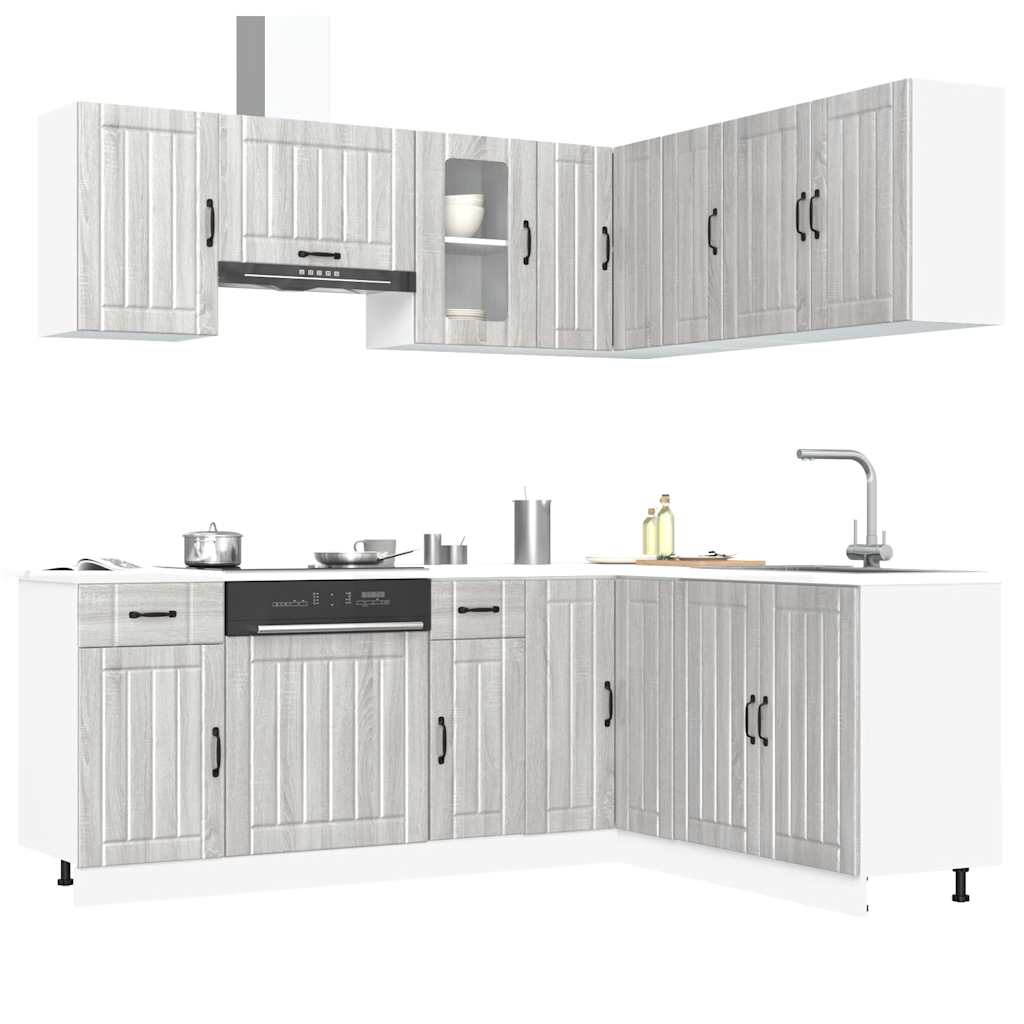 Set Mobili da Cucina 11 pz Lucca Grigio Sonoma in Truciolato | homemem39