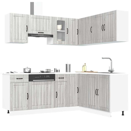 Set Mobili da Cucina 11 pz Lucca Grigio Sonoma in Truciolato - homemem39