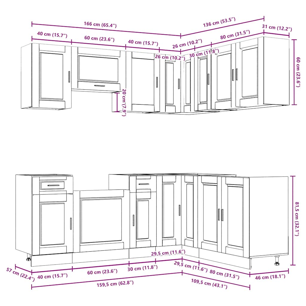 Set Mobili da Cucina 11 pz Porto Neri Legno Multistrato - homemem39