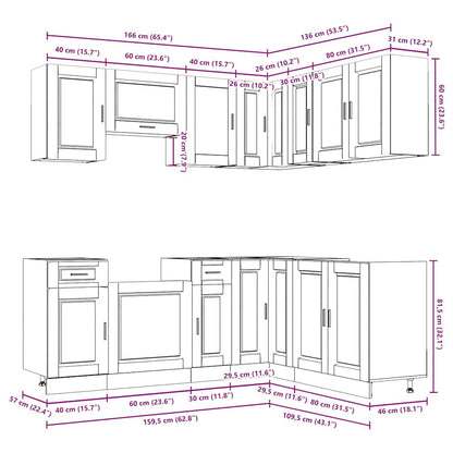 Set Mobili da Cucina 11 pz Porto Neri Legno Multistrato - homemem39