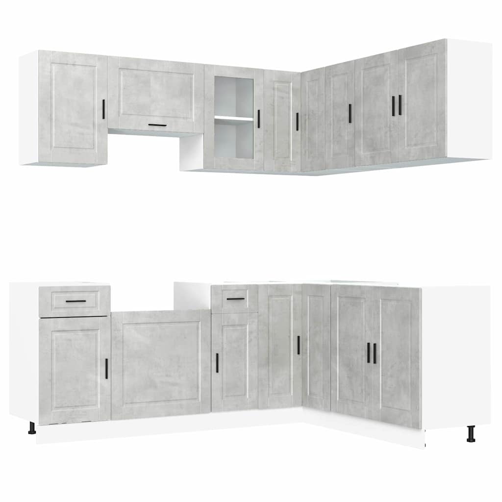 Set Mobili da Cucina 11 pz Porto Grigio Cemento in Truciolato - homemem39