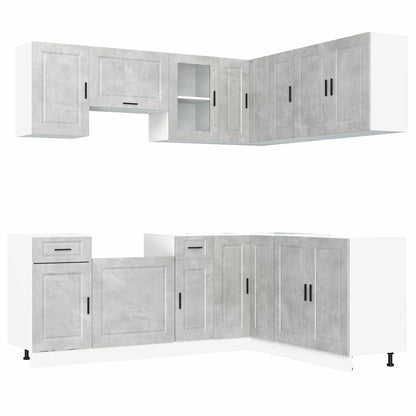 Set Mobili da Cucina 11 pz Porto Grigio Cemento in Truciolato - homemem39