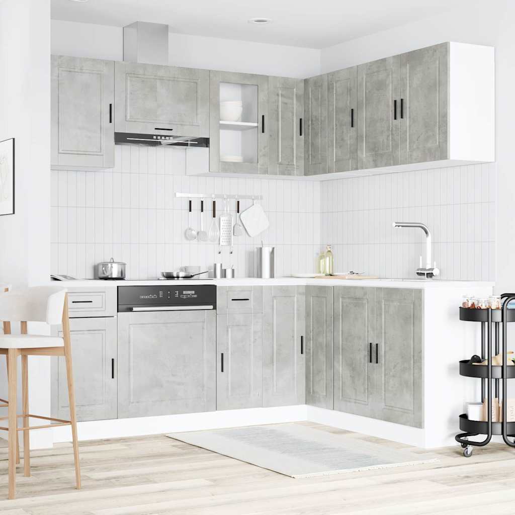 Set Mobili da Cucina 11 pz Porto Grigio Cemento in Truciolato - homemem39