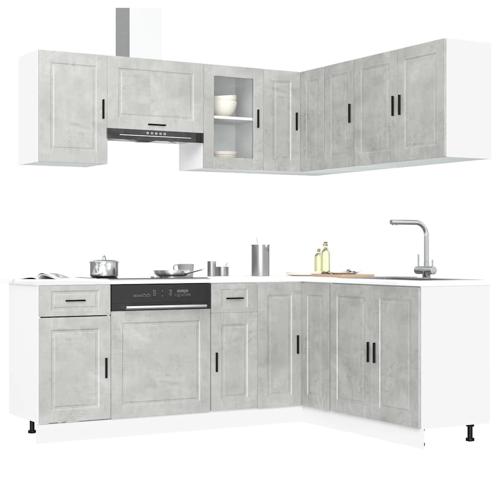 Set Mobili da Cucina 11 pz Porto Grigio Cemento in Truciolato - homemem39