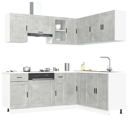 Set Mobili da Cucina 11 pz Porto Grigio Cemento in Truciolato - homemem39