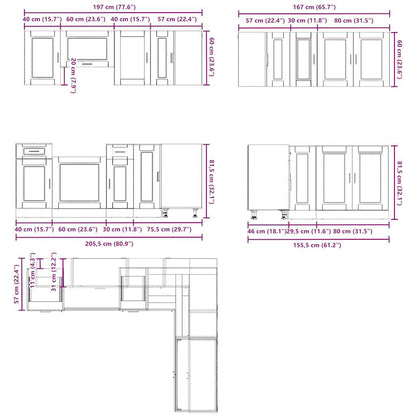 Set Mobili da Cucina 11 pz Porto Rovere Fumo in Truciolato - homemem39